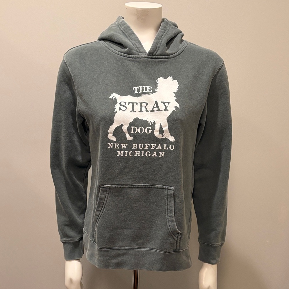 Stray Dog New Buffalo Kids Green Gray Hoodie Sweatshirt Size L 14-16 Unisex